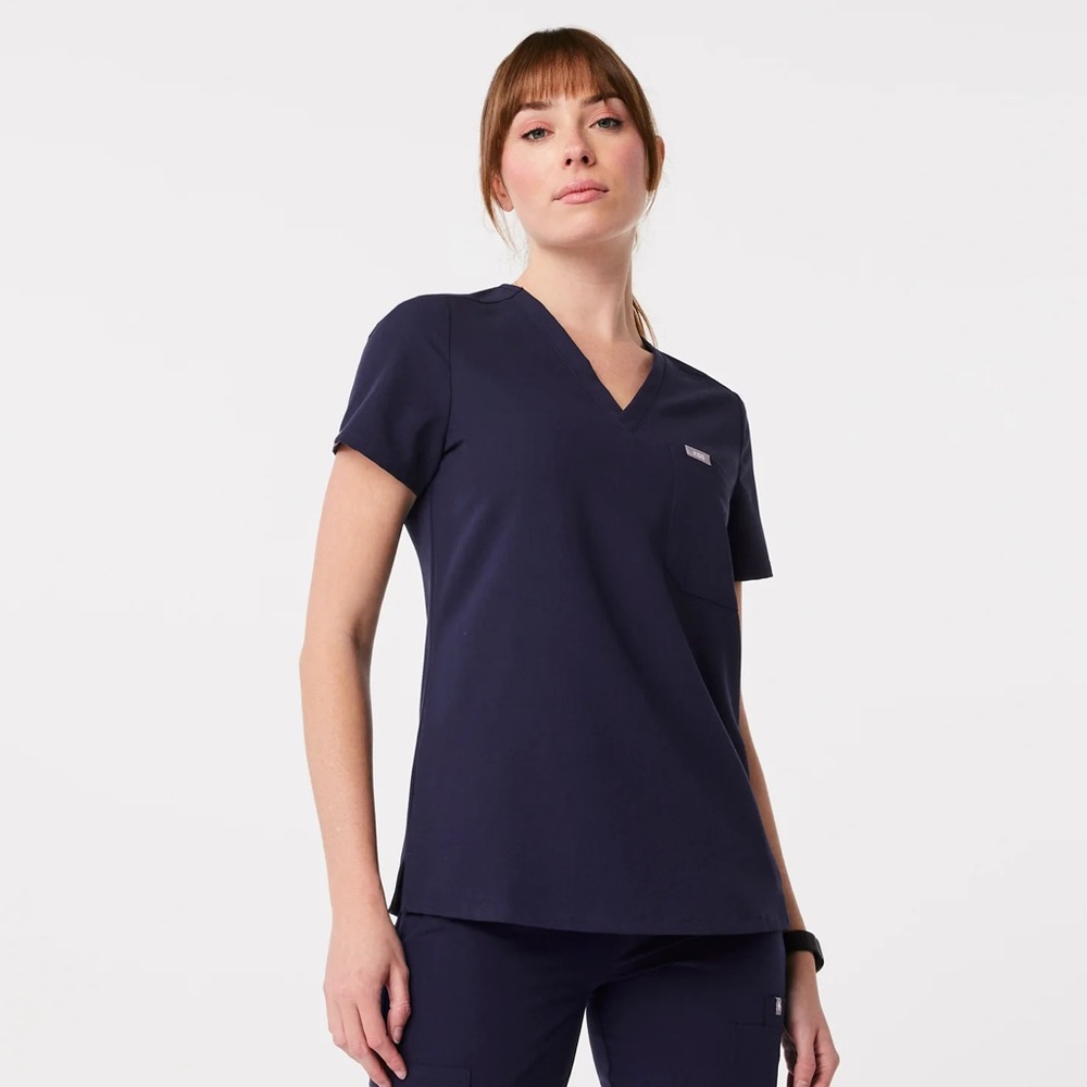 SOLD 🎉 Figs Deep Blue V-Neck Scrub Top - Picture 2 of 7